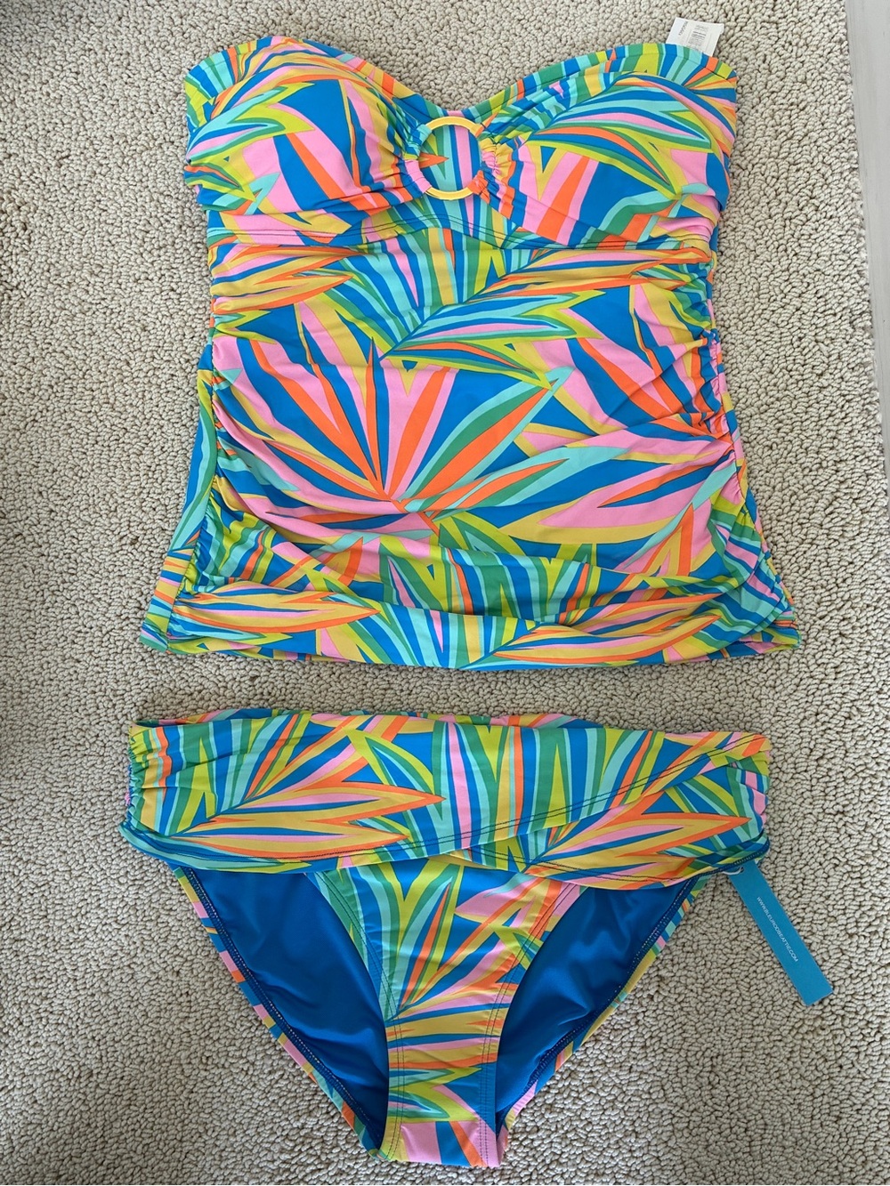 NWT Bleu Rod Beattie Multicolor Beat The Heat Two Piece Swimsuit Size 10